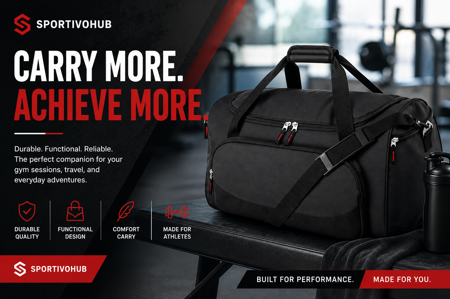 SportivoHub Pro Gym & Travel Duffel Bag